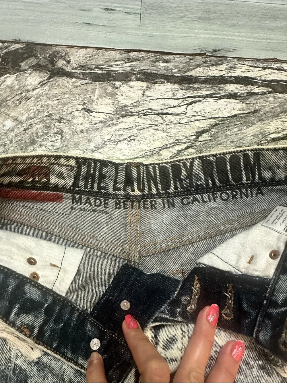 The Laundry Room Acid-Wash Distressed Jean Shorts - Black, White
